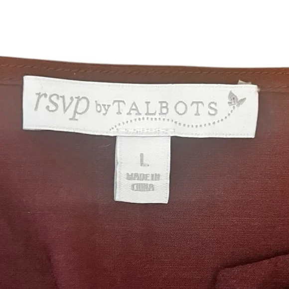 Women's Talbots RSVP Embellished Silk Blend Blouse Top, Burgundy, L - Picture 14 of 15